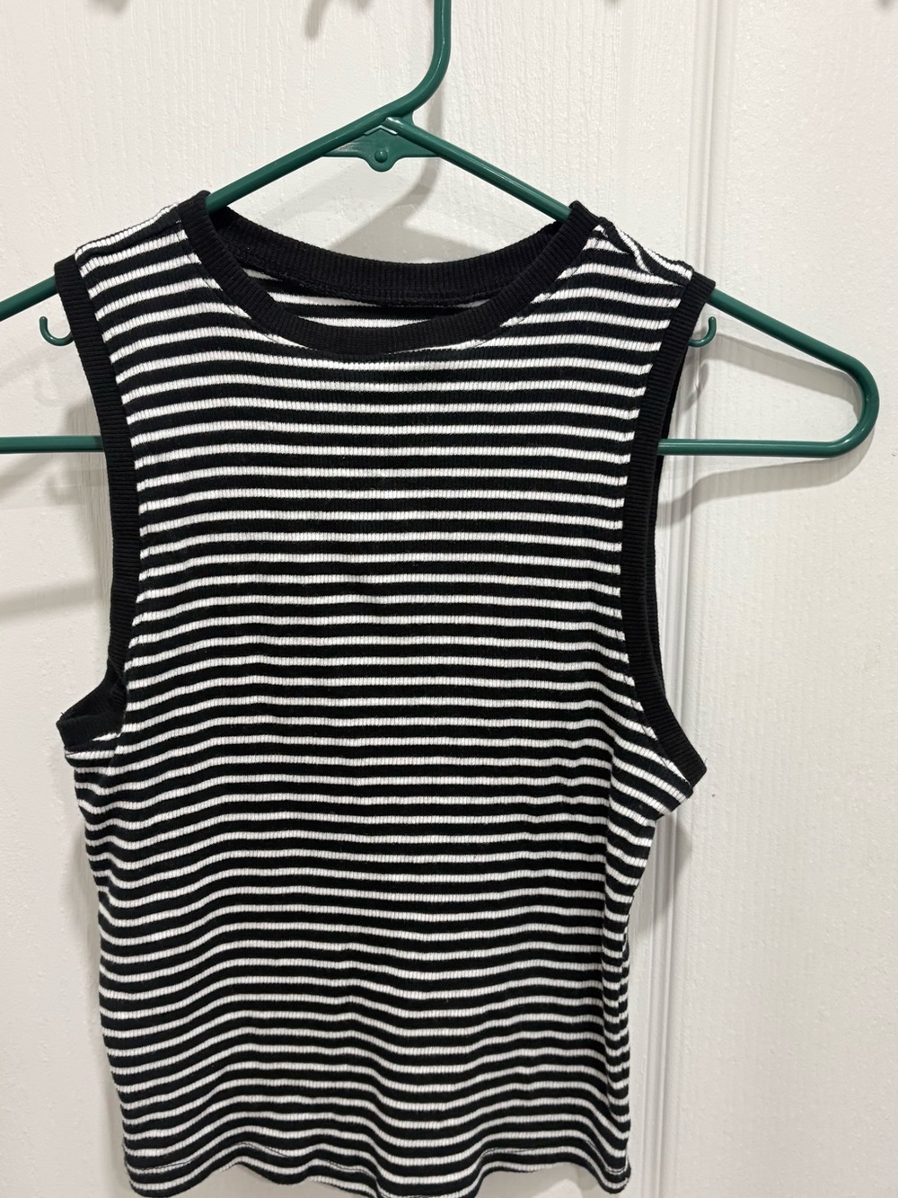 No Boundaries Black & White Striped Ribbed Tank